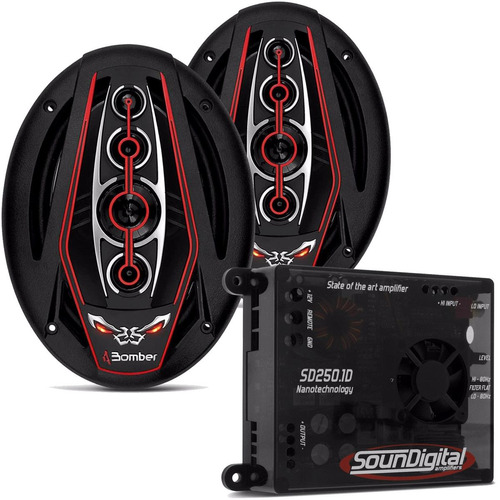 Kit Bomber 6x9 Bicho Papão 350w + Módulo Soundigital Sd250.1