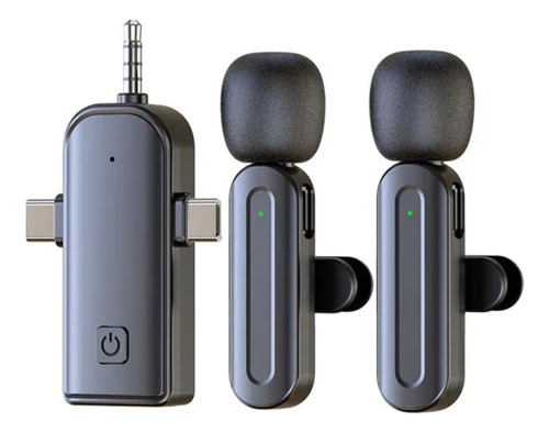 2 Microfonos Inalambricos Corbatero 3 En 1 Trrs Usb Tipo C Celular Compatible Con iPhone iPad Android Grabar Videos Entrevistas Podcast Streaming Sx26 Gxtronics