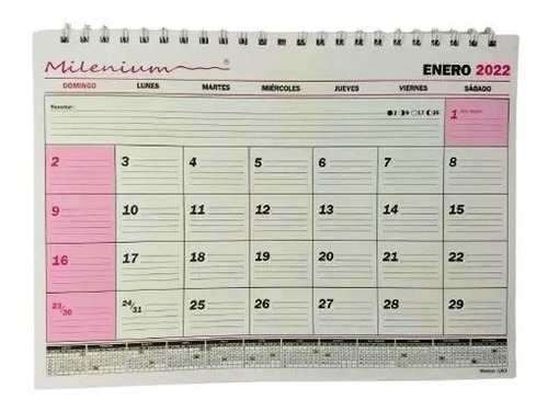Imagen 1 de 2 de Calendario Milenium Planificador A5 16x23cm 2022