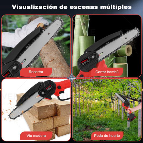 Atverce Mini Motosierra Eléctrica Inalámbrico Podar 6in Atverce 2 *1300mah battery *3Chain
