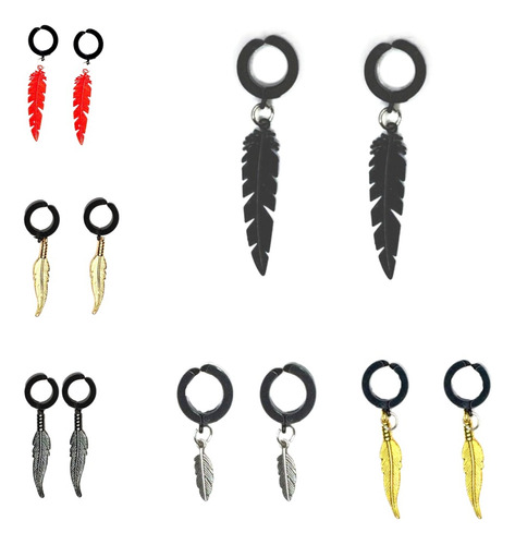 2 Arracadas Falsas Aretes Clip+ Plumas+10 Mod. A Escoger Mxz