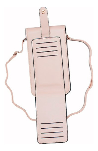 Bandolera Cartera Porta Celular Morral Eco Cuero Correa Color Rosa Oscuro Diseño De La Tela Liso