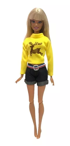 Roupa para boneca Barbie conjunto short e blusa