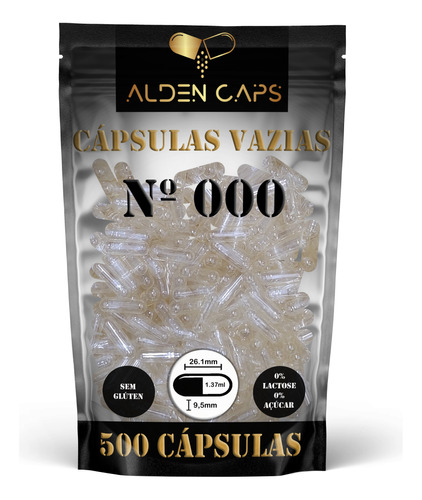 500 Cápsulas Vazias De Gelatina Incolor Nº 000 (1.400mg)