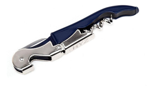 Saca Rolhas Vinho Garrafa Manual Tradicional Inox Azul