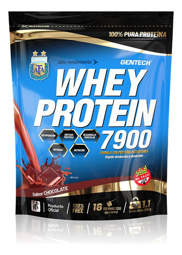 Suplemento Gentech Whey Protein 7900 Chocolate X 500 G Pack