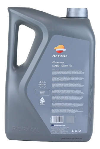 Aceite Motor 15w/40 Repsol Elite Tdi 5 Lts