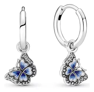 Aretes Pandora De Aro Mariposa Azul