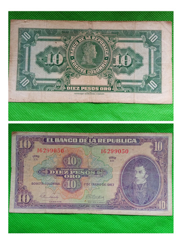 Billete De 10 Pesos Oro De 1963.