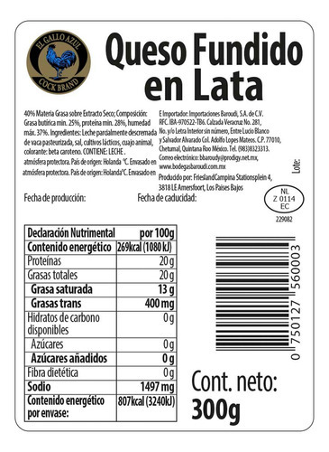 Queso Fundido El Gallo Azul 300g