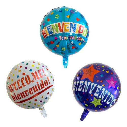 Globo Foil Bienvenido Welcome 18 Pulgadas 12 Unidades