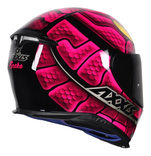 Capacete Feminino Axxis Snake Rosa + Viseira Fumê + Trança