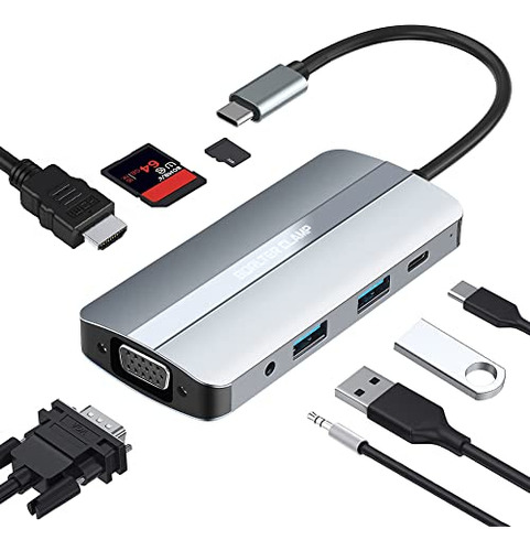 Borlterclamp Usb C Hub, 8 In 1 Multiport Usb C Dock Usb C Do