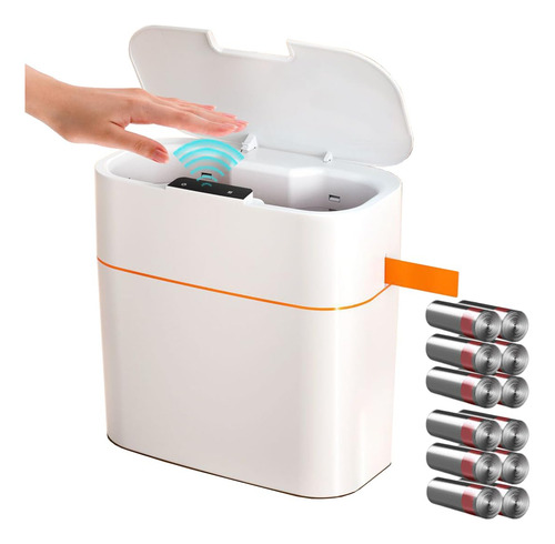 Cubo De Basura De Baño Sin Contacto Con Tapa, 3.2 Galones, C