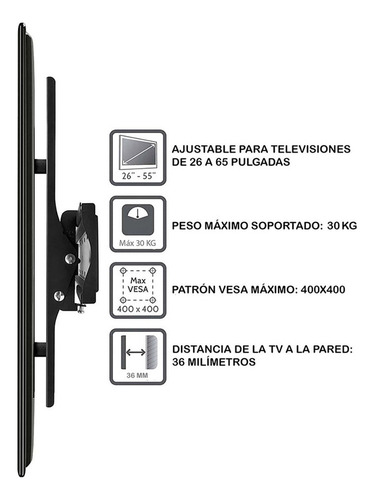 Soporte Para Tv Monitor 26-65 Pulgadas Articulado Ajustable