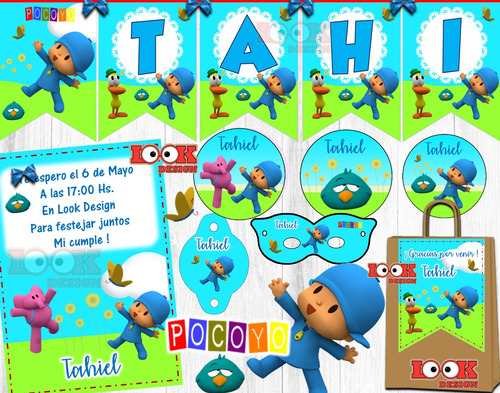 Kit Imprimible Candybar Pocoyo 100% Editable Powerpoint