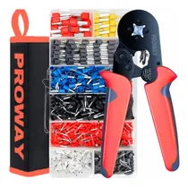 Comprar Crimpadora De Terminales Kit 2000 Piezas Pinza Crimpadora Terminales Prensar Cables Ajustable Proway color rojo y negro