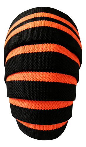 Kit Faixa De Joelho + Strap Largo Mão Puxada Agachamento Cor Preto Com Laranja
