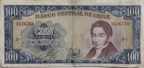 Billete Chile 100 Escudos Inostroza Barrios (bb88