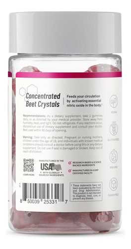 Snap Supplements Nitric Oxide Beet Gummies 60ct Sfn