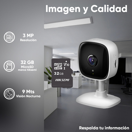 Tp-link Cámara De Seguridad Para Interiores Tapo-c110-plus-32 Con Microsd 32gb Audio Bidireccional Alarma Con Luz Y Sonido 3mp Fácil Configuración Detección De Movimiento Y Notificaciones C110 Calidad