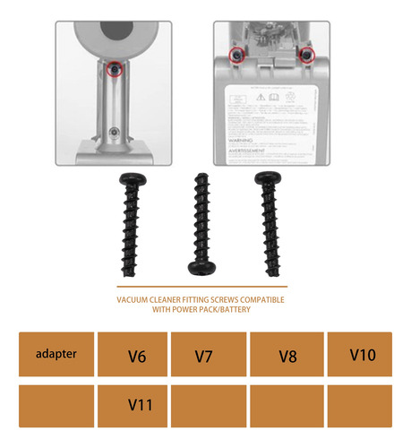 Juego De 3 Tornillos Para Aspiradora Inalámbrica V7 V8 V10 V