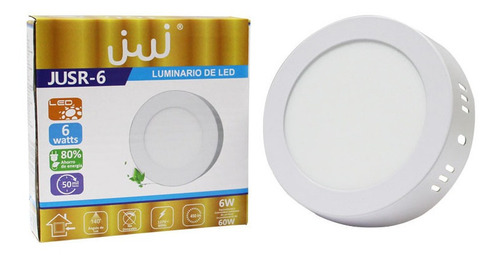 Lámpara De Sobreponer Redonda Fat 6w Luz Blanca 10pz Jwj Color Blanco