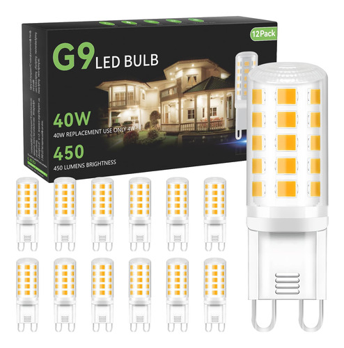 12 Bombilla Led G9 4 W Halogena Equivalente 40 Vatio Blanca