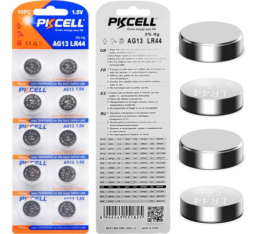 20 Piezas Pila Moneda Pkcell Ag13 Lr44 A76 Gpa76 G13a V13ga Alta Duración Para Electrónicos
