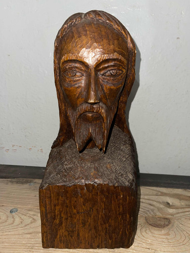 Antiguo Rostro De Cristotallado A Mano En Madera