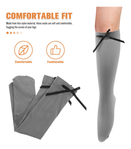1 Par De Calcetines Con Lazo Para Mujer, Delgados Y Cómodos