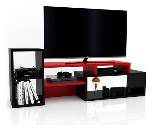 Mesa Para Led Lcd Tv Rack Modulo Organizador Moderno H/55 Color Marrón Oscuro