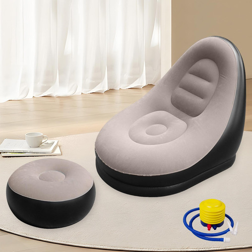 Sillón Inflable Para Descansar, Sofá Perezoso Con Taburete