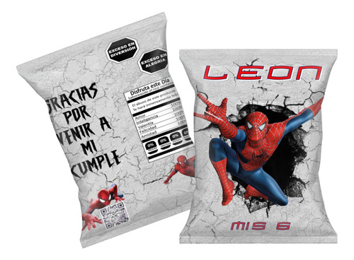 Chips Bags Hombre Araña Spiderman X10 Bolsa Golosina Cumple