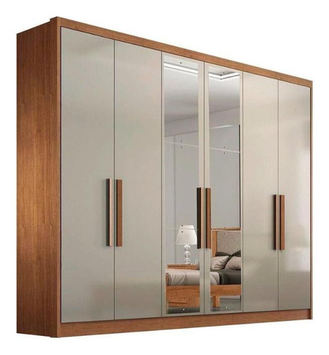 Guarda Roupa Casal 6 Portas E 8 Gavetas C/ Espelho Rizon/lin