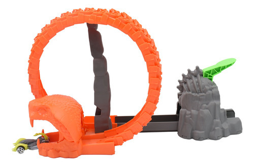 Imagen 2 de 5 de Pista Serpent Strike Con Carro Teamsterz Color Naranja