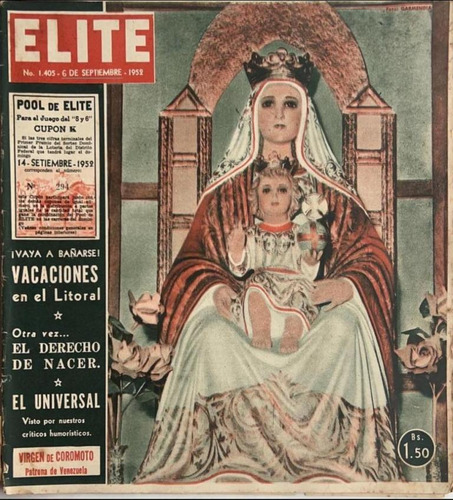 Revista Elite 1405 Sep 6 De 1953 Virgen De Coromoto Patrona