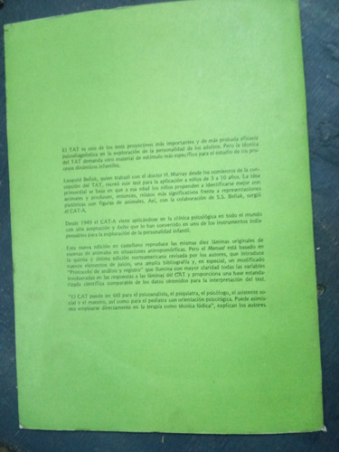 Test De Apercepcion Infantil. Cat-a. Manual. Bellak (1985). (Usado)