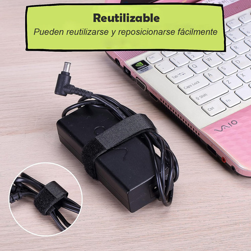 Cable Cincho Suja Con Brida De Velcro Reutilizable,100 Unid