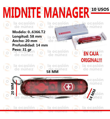 Imagen 2 de 7 de Victorinox Midnite Manager 10 Usos Luz Boligrafo Cortapluma