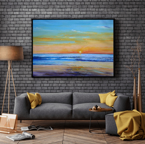 Cuadros Playas Atardecer Decoracion 70x110 Pintado A Mano