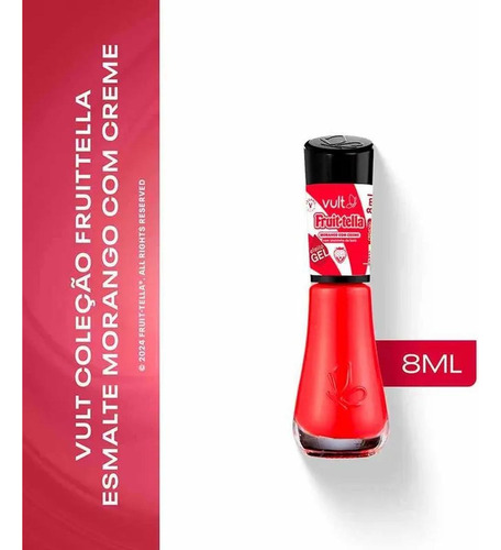 Vult Fruit-tella 5free Morango Com Creme Esmalte Cremoso 8ml