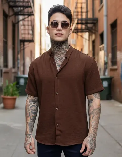 Camisa Slim Fit Social Eterno Masculina Gola Padre Lisa