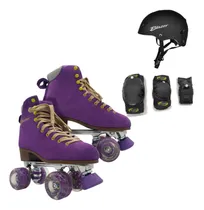 Comprar Patines Roller Gamuza Artistico 4 Ruedas Quad + Protecciones