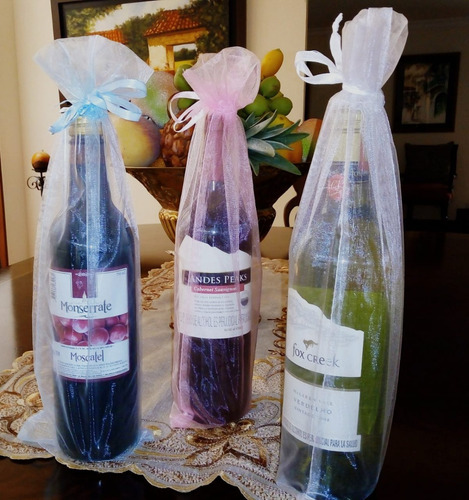 Paquete De 30 bolsas de regalo de organza botella de vino con Cordón para Boda Fiesta Favor 