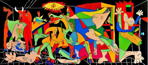 Imagen 2 de 9 de Cuadro- Guernica Pablo Picasso-color 5 130x60 Cm.