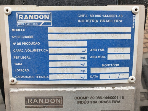 Carreta Tanque Inox Randon Ano 2018/2019 C/ Serpentina
