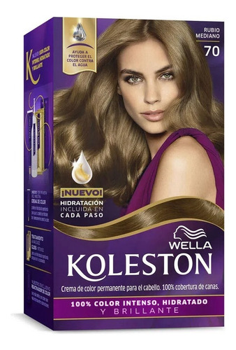 Kit Tintura Color Permanente Crema Koleston Tono 70 Rubio Rubio Mediano
