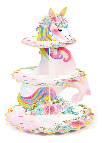 Soporte Para Cupcakes De Unicornio De 3 Niveles, Decoracion 