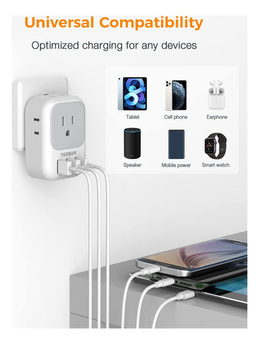 Extensor De Salida Múltiple Con Usb C Y Puertos Usb